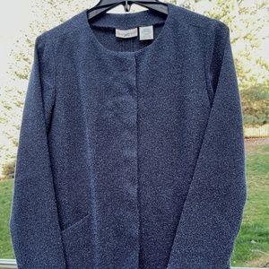 Travel Smith Blue Black Jacket, Lightweight, Collarless, and POCKETS